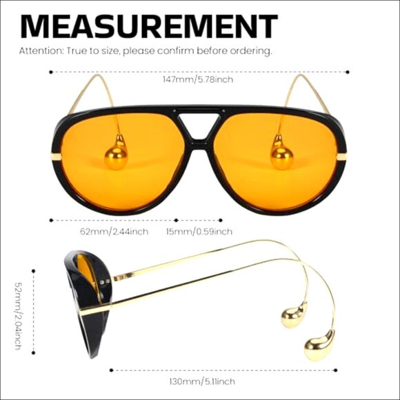 Oversized Aviator Sunglasses Metal Temples UV Protection Polarized main image 4